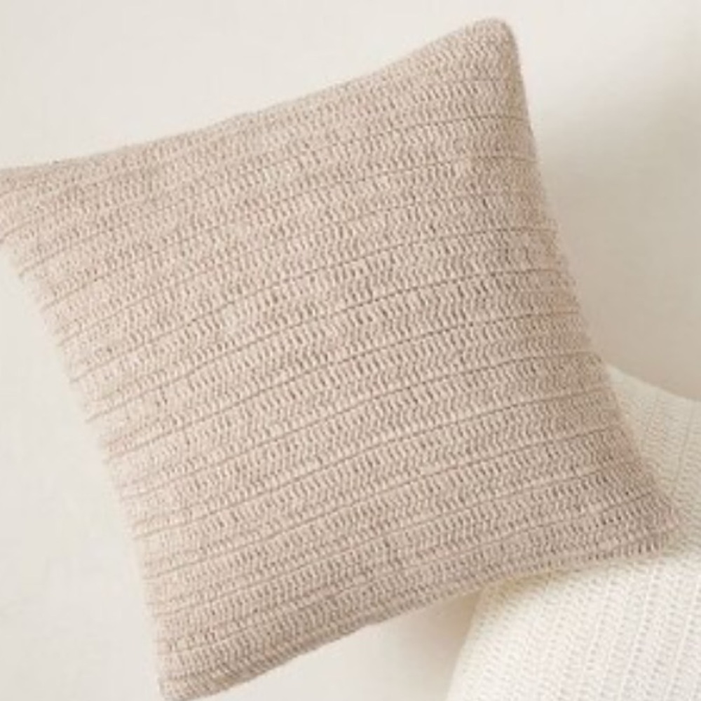 West Elm Crochet Linen Cushion Cover 20x20 Boho MCM
